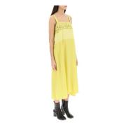 Zijden Midi Jurk met Kant Maison Margiela , Yellow , Dames