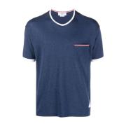 Blauw Logo T-Shirt met Borstzak Thom Browne , Blue , Heren