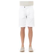 Witte Bermuda Shorts van katoen-linnen Eleventy , White , Heren