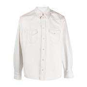 Witte Denim Overhemd met Parelknoopjes Bally , White , Dames