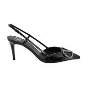 Slingback met Pailletten Franjes Valentino Garavani , Black , Dames