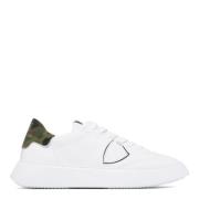 Witte en Militair Groene Leren Sneakers Philippe Model , White , Heren