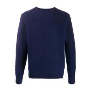 Navy Blauwe Wollen Trui met Ronde Hals Aspesi , Blue , Heren