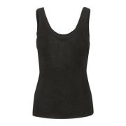 Zwart Glanzende Mouwloze Top Part Two , Black , Dames