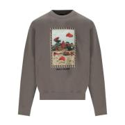 Taupe Oversized Sweatshirt met Logo Print Daily Paper , Brown , Heren