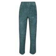 Groene Suède Broek met Elastische Taille Via Masini 80 , Green , Dames