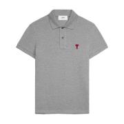 Polo van Katoen met Geborduurd Logo Ami Paris , Gray , Heren