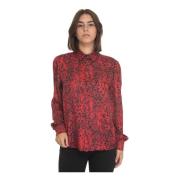 Blouse met knoopsluiting en slangenprint Liu Jo , Red , Dames