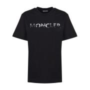 Zwarte Katoenen T-shirts en Polos Moncler , Black , Dames