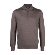 Luxe Cashmere Zijden Polo Shirt Barba , Brown , Heren