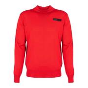 Heren Merinowollen Trui Plein Sport , Red , Heren