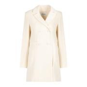 Dubbelrijige Jas met Modellerende Naden Silvian Heach , Beige , Dames