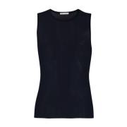 Navy Blauwe Mouwloze Top met Ronde Hals Ami Paris , Blue , Heren