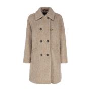 Beige Wollen Jas met Gouden Details Fay , Beige , Dames