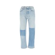 Blauwe Denim Bootcut Jeans met Hoge Taille Mother , Blue , Dames
