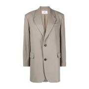 Oversized Wollen Blazer Ami Paris , Beige , Dames