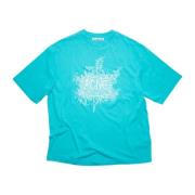 Fluorescerend Blauw Logo T-shirt Acne Studios , Blue , Heren