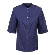 Katoenen Poplin Mandarin Kraag Shirt Aspesi , Blue , Dames