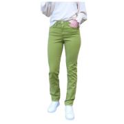 Hoge Taille Slim Fit Katoenen Broek Islow , Green , Dames