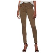 Hoge Taille Skinny Jeans met Knoopdetail Liu Jo , Brown , Dames