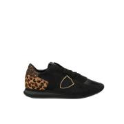 Zwarte en Luipaard Sneakers Tropez Philippe Model , Black , Heren