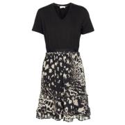 Korte T-shirtjurk met dierenprint Liu Jo , Black , Dames