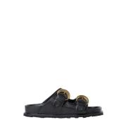 Gestempelde leren sandalen Marine Serre , Black , Dames