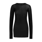 Lange Mouw Rib T-Shirt van Katoen Rick Owens , Black , Dames