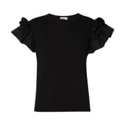Gerimpeld Poplin Dames T-Shirt Liu Jo , Black , Dames