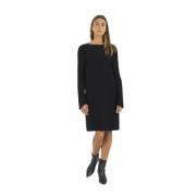 Korte jurk met boothals en open rug N21 , Black , Dames