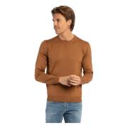 Slim Fit Merino Wol Crewneck Sweater Gran Sasso , Brown , Heren