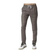 Bruin-Taupe Geruite Broek PT Torino , Brown , Heren