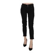 Zwarte Cropped Denim Broek John Galliano , Black , Dames