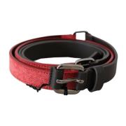 Lederen zilveren logo gesp taille Riem Costume National , Red , Heren