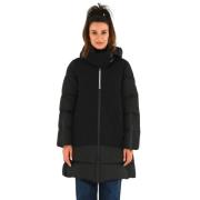 Zwarte Bimateriaal Jas Montereggi , Black , Dames