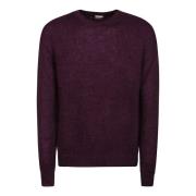 Mohair Wol Crew Neck Sweater Massimo Alba , Purple , Heren