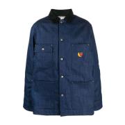 Blauwe Denim Jas met Logo Patch SKY High Farm , Blue , Heren