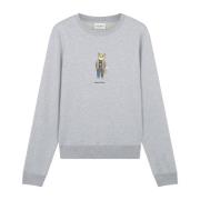 Grijze Sweatshirt met Ingedrukt Logo Maison Kitsuné , Gray , Dames