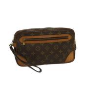 Tweedehands Bruin Canvas Louis Vuitton Marly Dragonne Clutch Tas Louis...