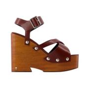 Cognac Leren Strappy Sandalen Ami Paris , Brown , Dames