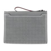 Pre-owned Leather clutches Christian Louboutin Pre-owned , Gray , Dame...