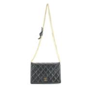 Zwarte Stoffen Schoudertas Chanel Vintage , Black , Dames