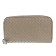 Beige Leren Intrecciato Portemonnee Bottega Veneta Vintage , Beige , D...