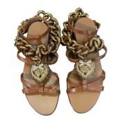 Pre-owned Leather sandals Dolce & Gabbana Pre-owned , Beige , Dames