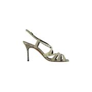 Pre-owned Leather sandals Manolo Blahnik Pre-owned , Gray , Dames