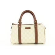 Vintage Leren Gucci Tas Gucci Vintage , Beige , Dames