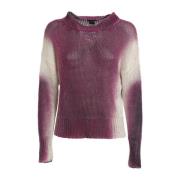 Linnen Jacquard Crewneck Sweater Avant Toi , Purple , Dames
