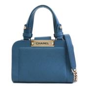 Tweedehands Marineblauwe Leren Chanel tas Chanel Vintage , Blue , Dame...