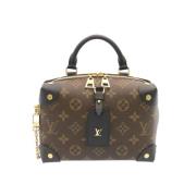 Tweedehands Zwarte Leren Schoudertas Louis Vuitton Vintage , Brown , D...