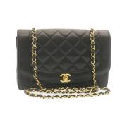 Tweedehands Zwarte Leren Chanel Flap Tas Chanel Vintage , Black , Dame...